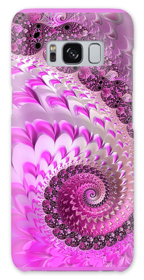 Pink Galaxy Case featuring the digital art Pink spiral with lovely hearts by Matthias Hauser