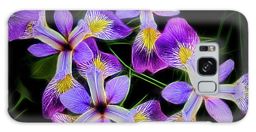 Purple Galaxy Case featuring the photograph Pinwheel Purple Iris Glow by Penny Lisowski