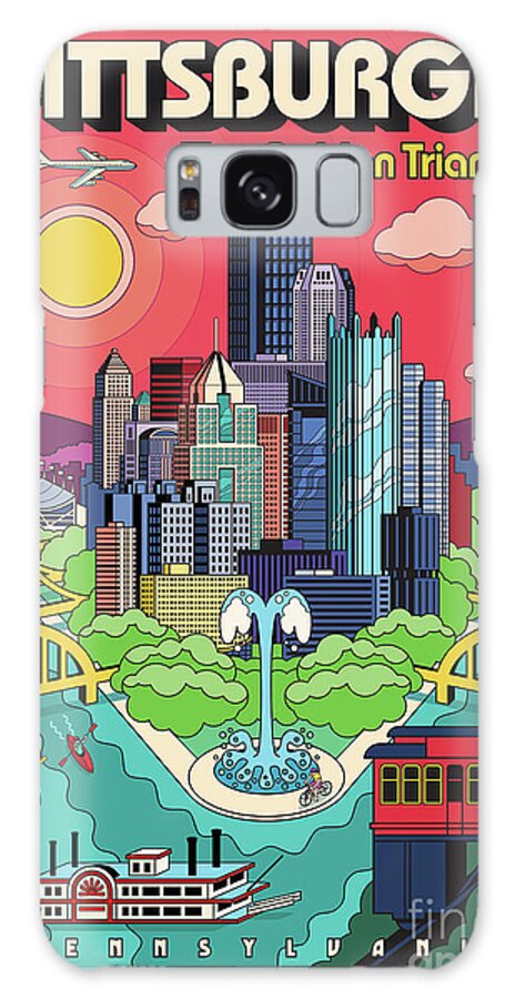 Pittsburgh Galaxy Case featuring the digital art Pittsburgh Poster - Pop Art - Travel by Jim Zahniser