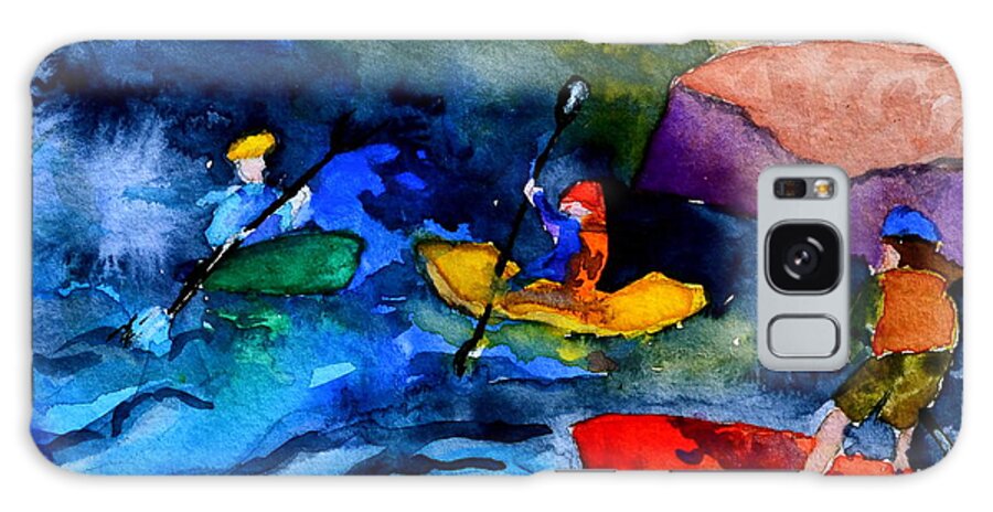 Kayak Galaxy Case featuring the painting Platte River Paddling by Beverley Harper Tinsley