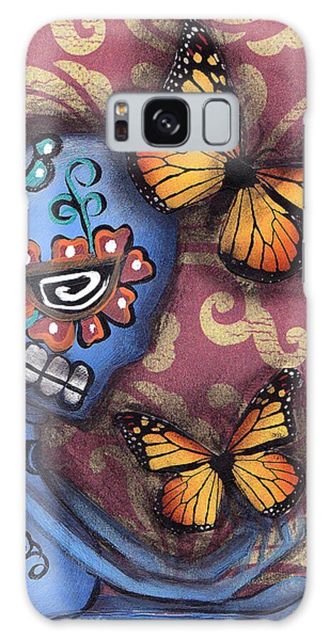 Day Of The Dead Galaxy Case featuring the painting Playing with Monarchs by Abril Andrade