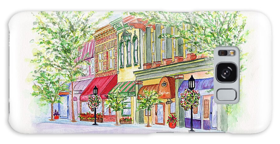 Ashland Oregon Galaxy Case featuring the painting Plaza Shops by Lori Taylor