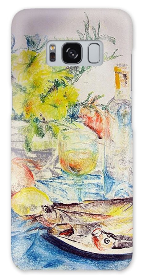 Still Life Galaxy Case featuring the drawing Poissons by Muriel Dolemieux