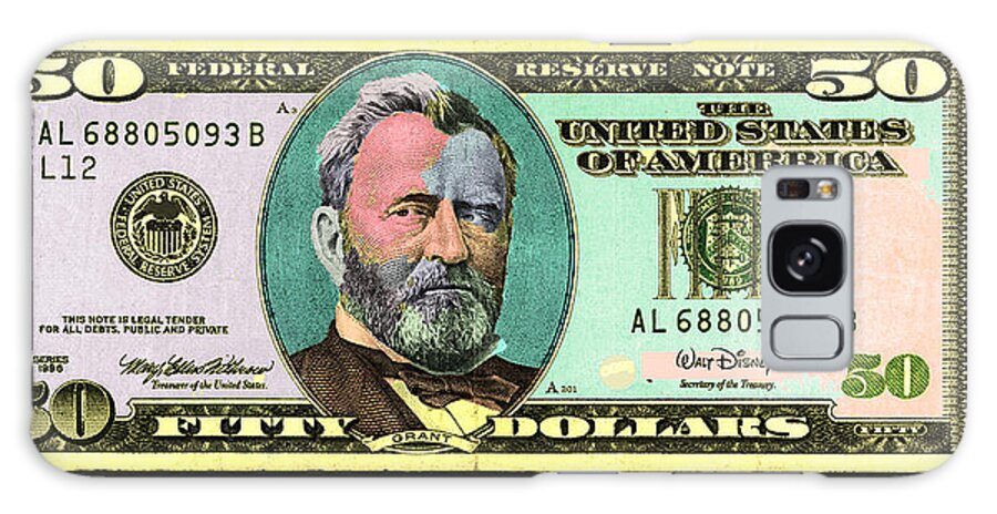 $50 Galaxy Case featuring the painting Crisp New 50 Dollar Bill Gold Green Pop Art by Tony Rubino