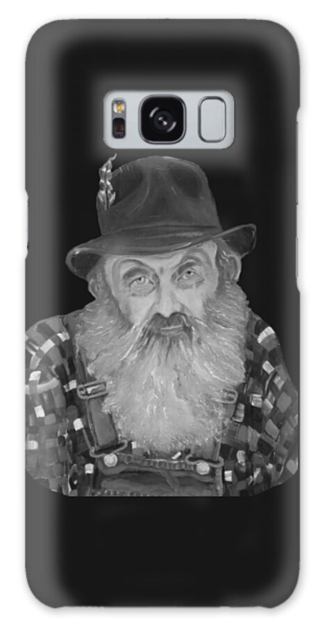 Popcorn Sutton T-shirts Galaxy Case featuring the painting Popcorn Sutton Moonshiner Bust - T-Shirt Transparent B and W by Jan Dappen