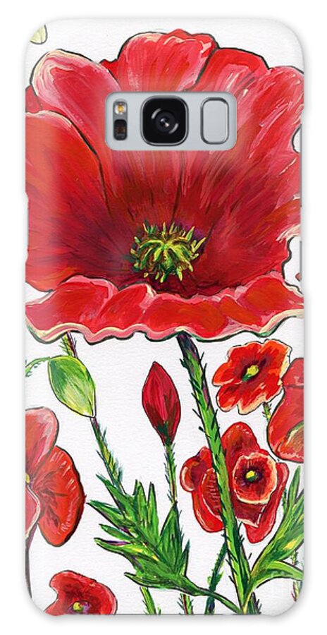 Poppies Galaxy Case featuring the painting Poppies Illustration by Catherine Gruetzke-Blais