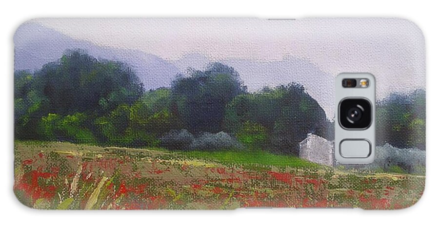 Tuscan Farm Painting Galaxy S8 Case featuring the painting Poppies in Tuscany by Chris Hobel