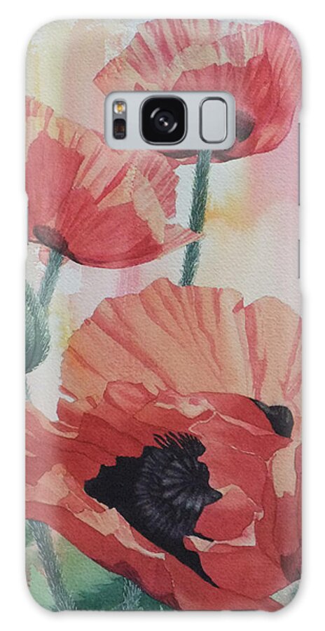 Watercolor Galaxy Case featuring the painting Poppies on Parade by Karen Richardson