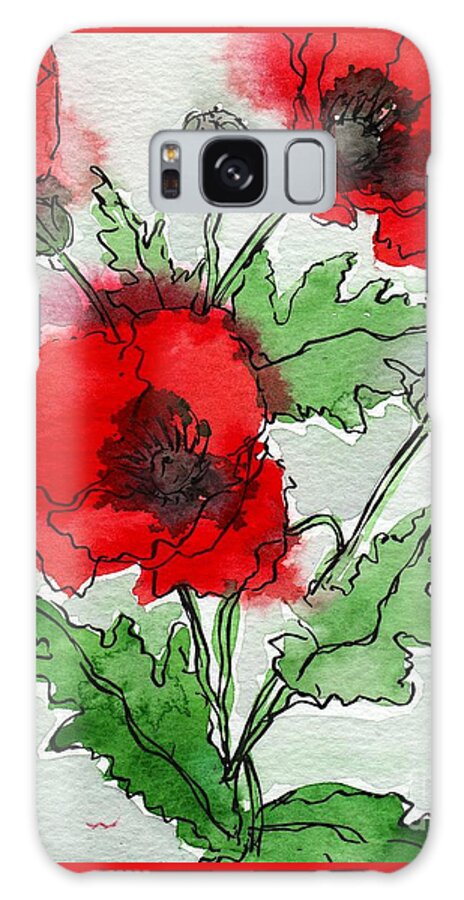Poppies Galaxy Case featuring the painting Watercolor Poppies by Amy Stielstra