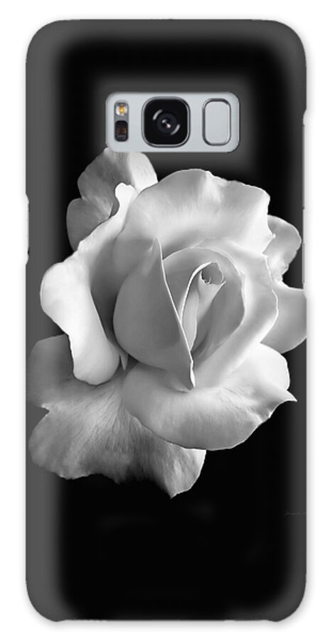 Rose Galaxy Case featuring the photograph Porcelain Rose Flower Black and White by Jennie Marie Schell