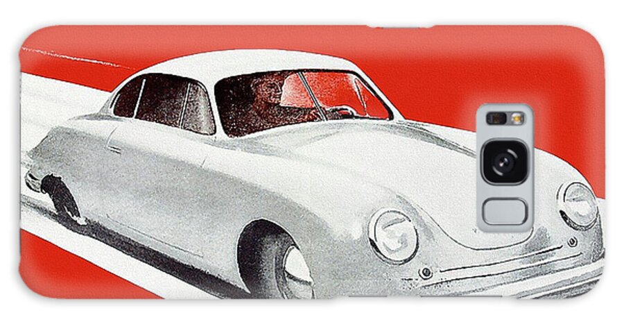 Porsche 356 Galaxy Case featuring the painting Porsche 356 Vintage Ad by Big 88 Artworks