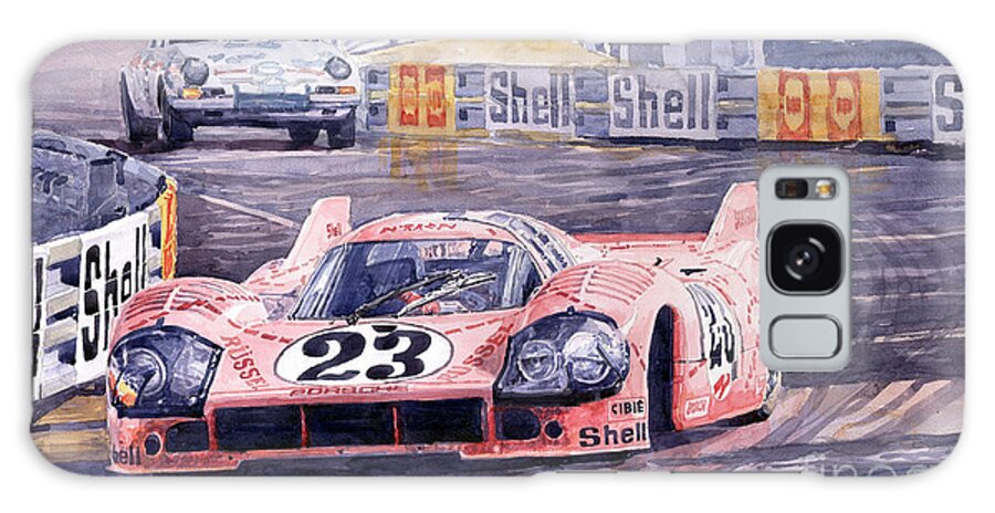 Watercolor Galaxy Case featuring the painting Porsche 917-20 Pink Pig Le Mans 1971 Joest Reinhold by Yuriy Shevchuk