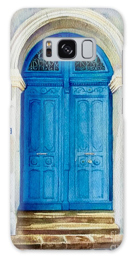 Porte Galaxy Case featuring the painting Porte Bleue de l'Ancien Notaire by Francoise Chauray