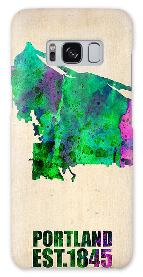 Portland Galaxy Case featuring the digital art Portland Watercolor Map by Naxart Studio
