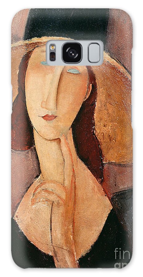 Portrait Galaxy Case featuring the painting Portrait of Jeanne Hebuterne in a large hat by Amedeo Modigliani
