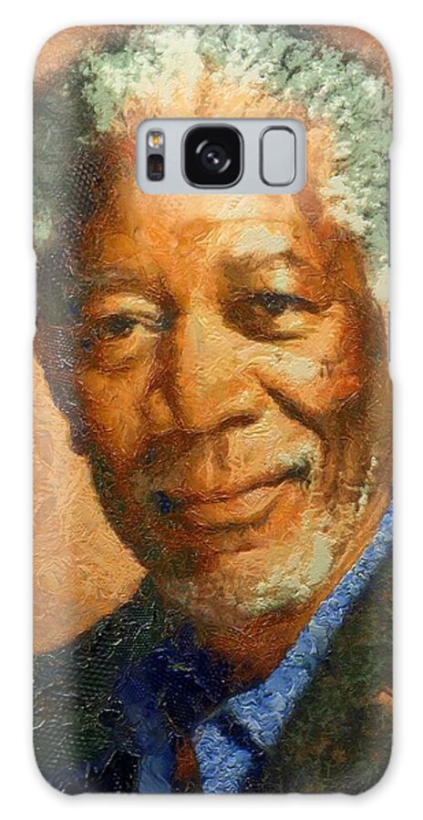 Portrait Galaxy Case featuring the digital art Portrait of Morgan Freeman by Charmaine Zoe