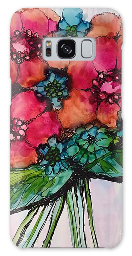 Alcohol Ink Galaxy Case featuring the painting Posies by Beth Kluth