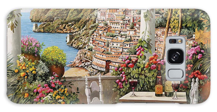 Positano Galaxy Case featuring the painting aperitivo sulla terrazza di Positano by Guido Borelli