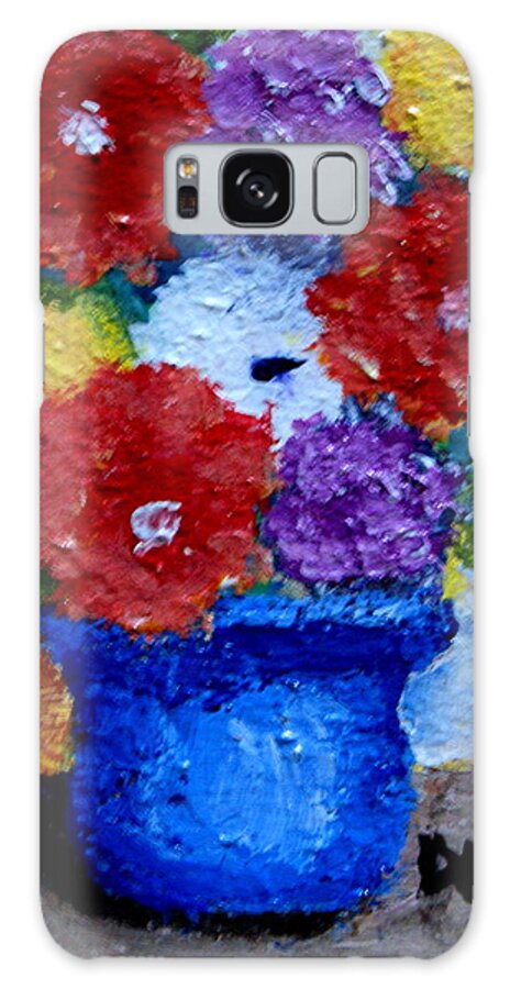 Still Life Galaxy Case featuring the painting Potted Flowers by Gregory Dorosh