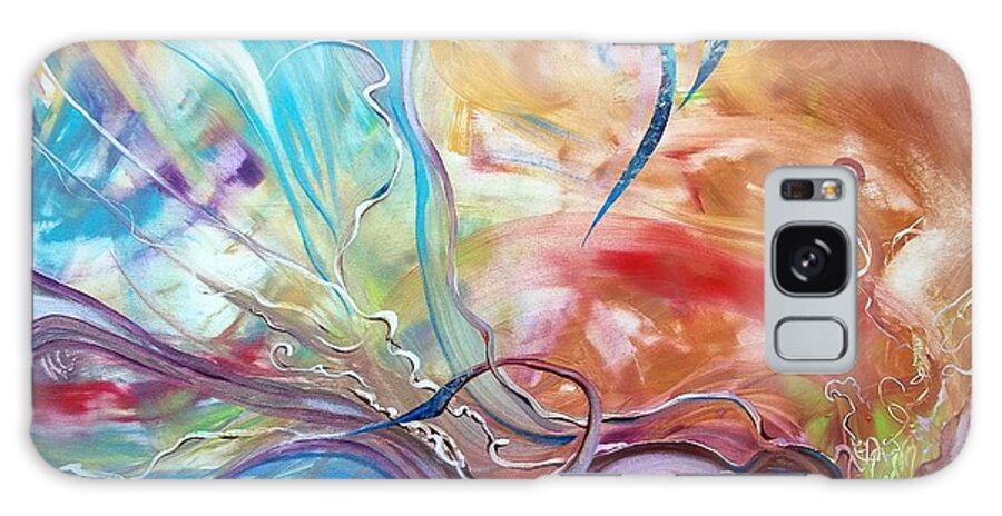 Large Abstract Gallery Wrapped Vibrant Energetic Stokes Galaxy S8 Case featuring the painting Power of Now by Jan VonBokel