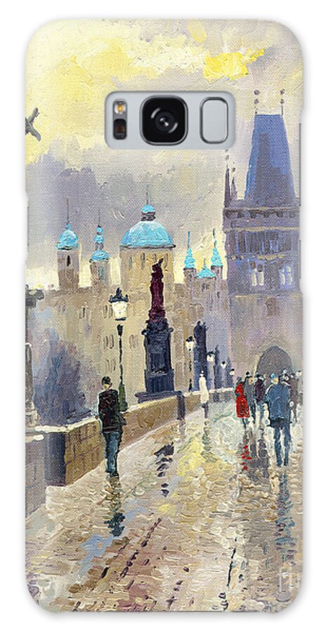 Oil On Canvas Galaxy Case featuring the painting Prague Charles Bridge 02 by Yuriy Shevchuk