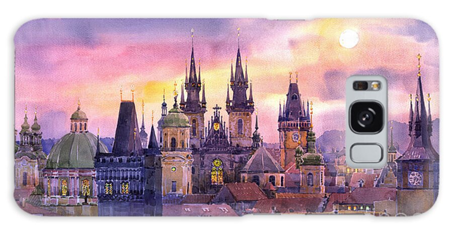 Architecture Galaxy Case featuring the painting Prague City of Hundres Spiers variant by Yuriy Shevchuk
