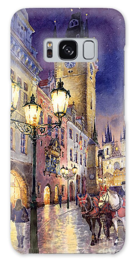 Cityscape Galaxy Case featuring the painting Prague Old Town Square 3 by Yuriy Shevchuk