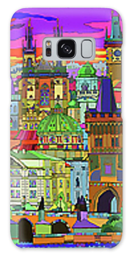 Prague Galaxy Case featuring the mixed media Prague Panorama Old Town by Yuriy Shevchuk