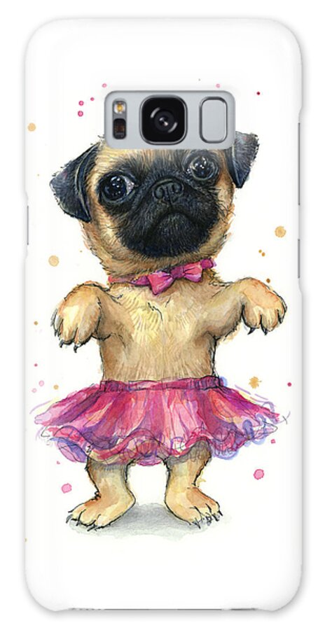 Pug Galaxy Case featuring the painting Pug in a Tutu by Olga Shvartsur