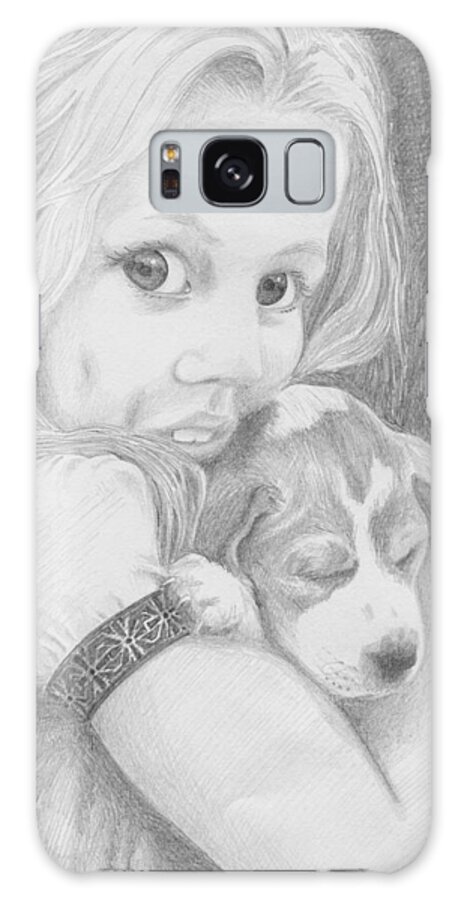 Girl Galaxy S8 Case featuring the drawing Puppy Dog Eyes by Harry Moulton