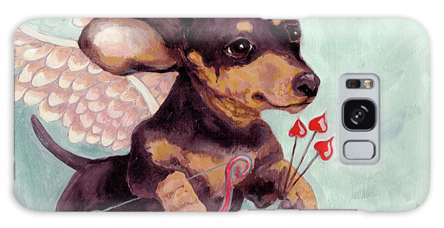Dachshund Galaxy Case featuring the painting Puppy Love 2 by Robin Wiesneth