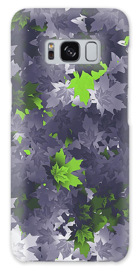 Purple And Green Leaves Galaxy Case featuring the digital art Purple and Green Leaves by Two Hivelys