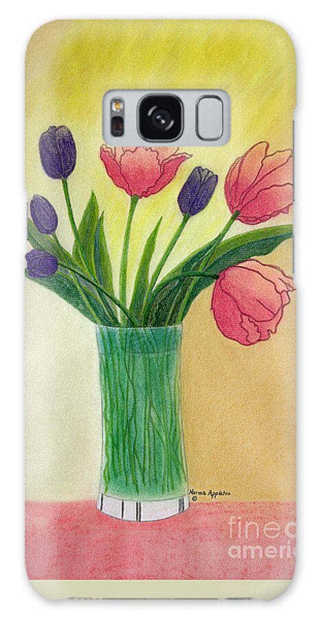 Purple Art Galaxy Case featuring the painting Purple and Pink Tulips by Norma Appleton