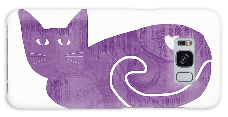 Cat Galaxy Case featuring the painting Purple Cat- Art by Linda Woods by Linda Woods