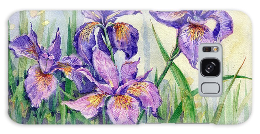 Clematis Galaxy Case featuring the painting Purple Iris by Garden Gate