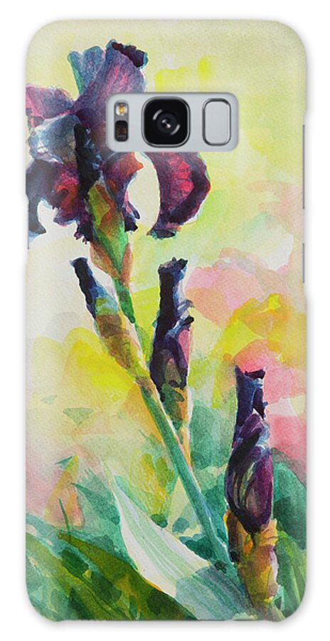 Flower Galaxy Case featuring the painting Purple Iris by Steve Henderson