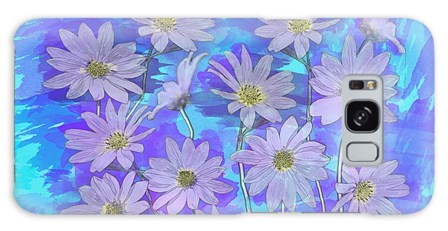 Flowers Galaxy Case featuring the mixed media Purple Teal Daisy Watercolor by Patti Deters