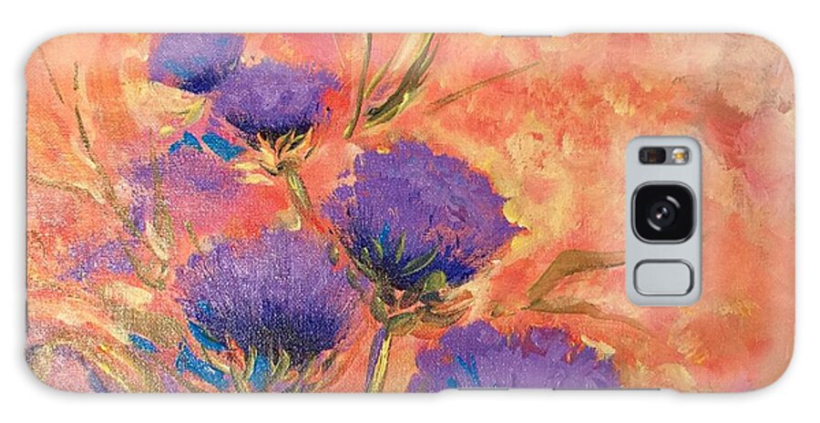 Thistles Galaxy Case featuring the painting Purple Thistles by Caroline Patrick