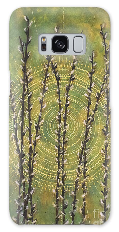 Pussy Willow Galaxy Case featuring the painting Pussy Willow Mandala by Deborha Kerr