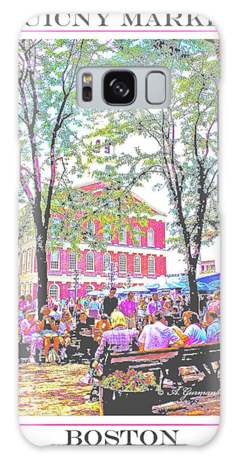 Quincy Market Galaxy S8 Case featuring the digital art Quincy Market, Boston Massachusetts, Poster Image by A Macarthur Gurmankin