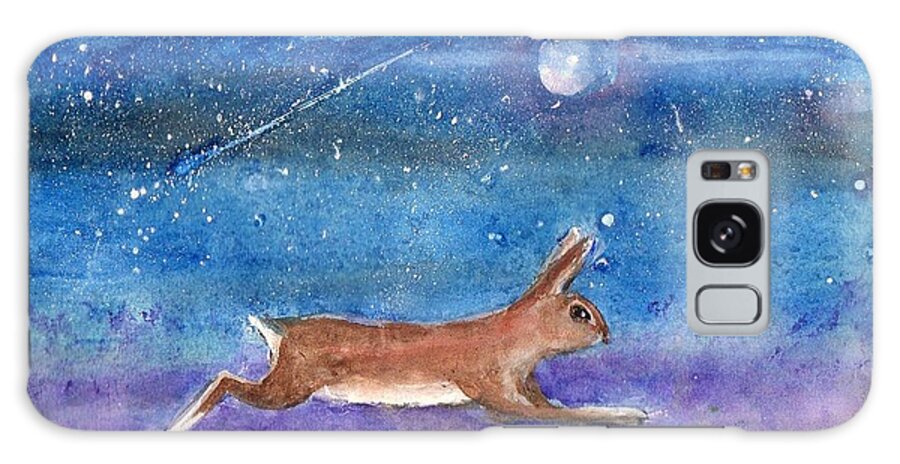 Rabbit Galaxy Case featuring the painting Rabbit Crossing The Galaxy by Doris Blessington