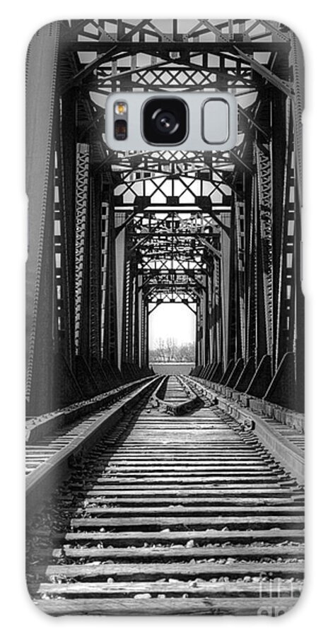 Railroad Galaxy Case featuring the photograph Railroad Bridge Black And White by Sharon McConnell
