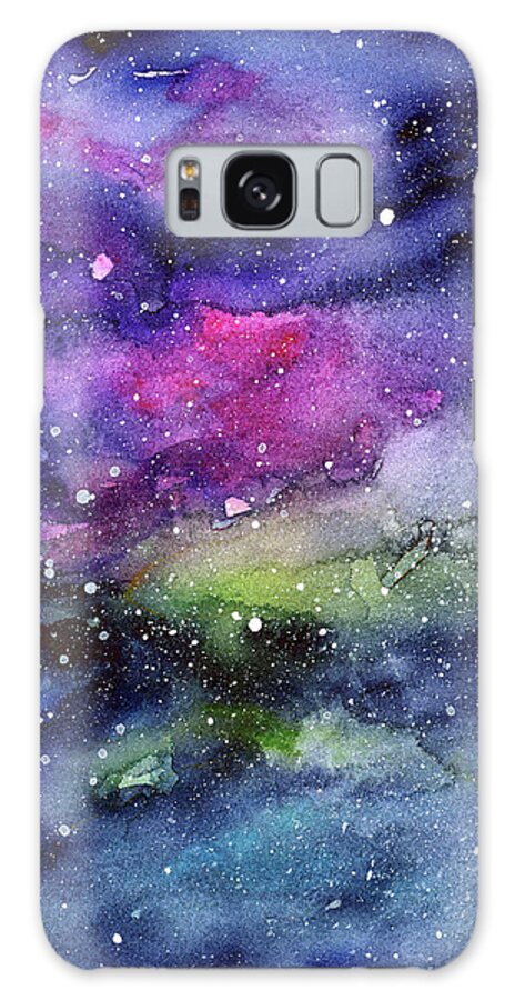 Nebula Galaxy Case featuring the painting Rainbow Galaxy Watercolor by Olga Shvartsur