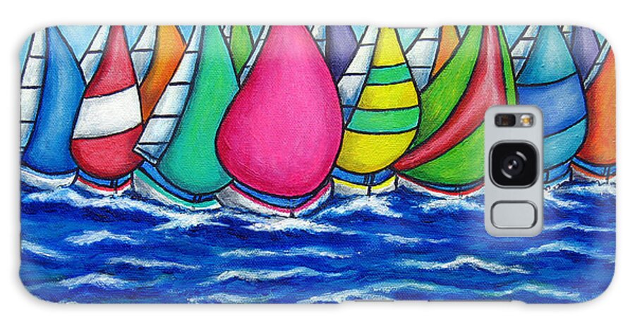  Boats Galaxy Case featuring the painting Rainbow Regatta by Lisa Lorenz
