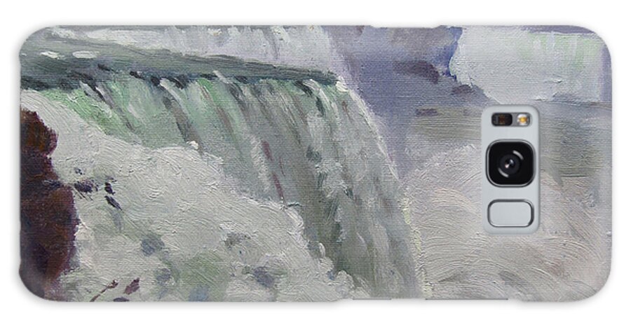 Rainy Day Galaxy Case featuring the painting Rainy Day at the Falls by Ylli Haruni