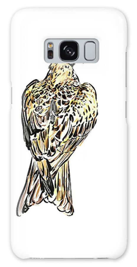 Raptor Galaxy Case featuring the drawing Raptor in 4 Warm Tones by Thomas Hamm