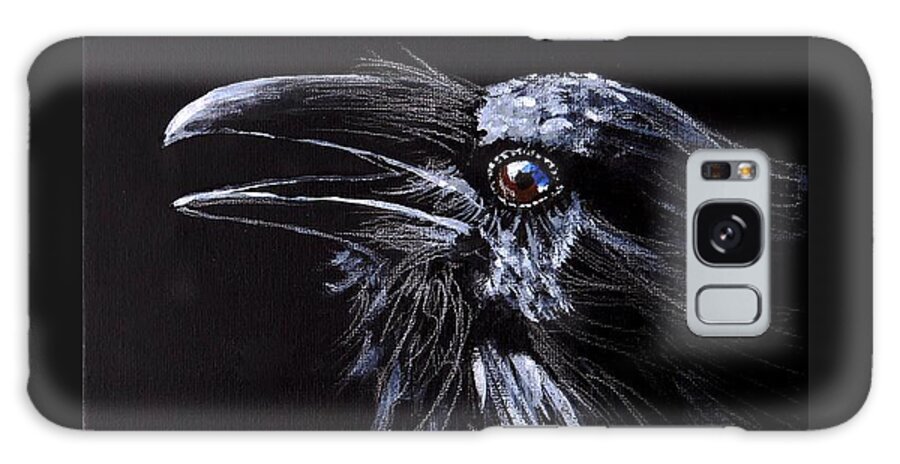 Raven Galaxy Case featuring the painting Raven Portrait by Pat Dolan
