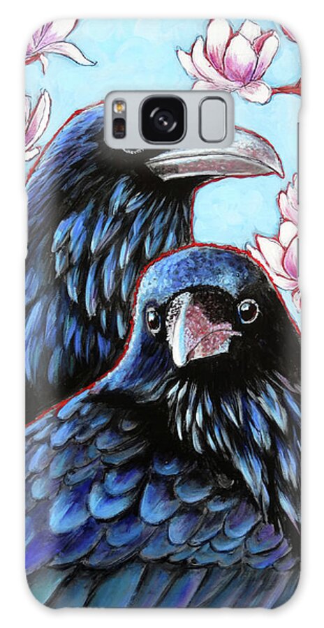 Ravens Galaxy Case featuring the painting Ravens and Magnolias by Ande Hall