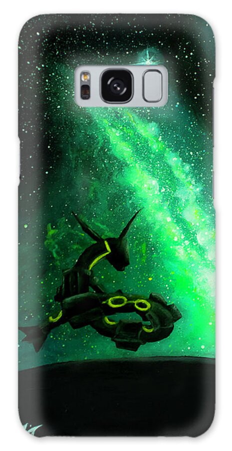 Rayquaza Galaxy Case featuring the painting Rayquaza in the dark sky Painting by Magda Swinya