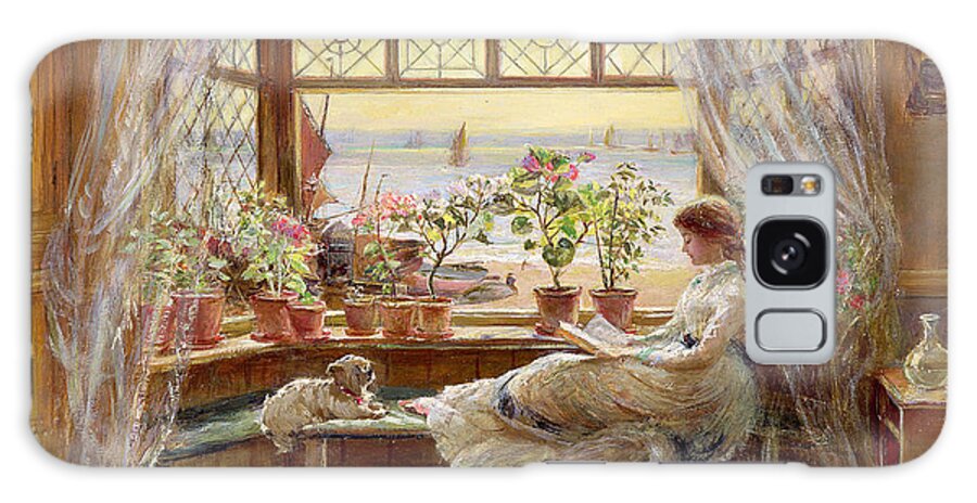 Dog Galaxy Case featuring the painting Reading by the Window by Charles James Lewis